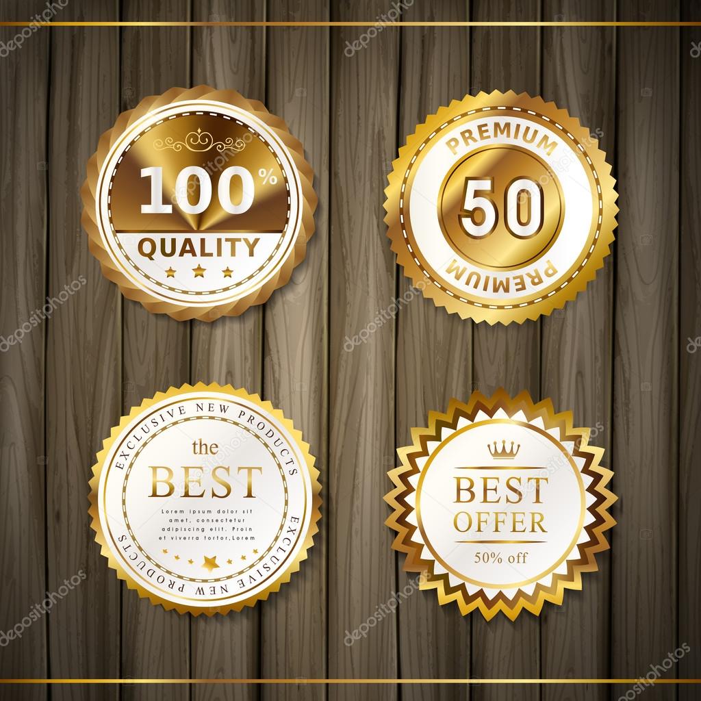 premium quality round gold labels collection 