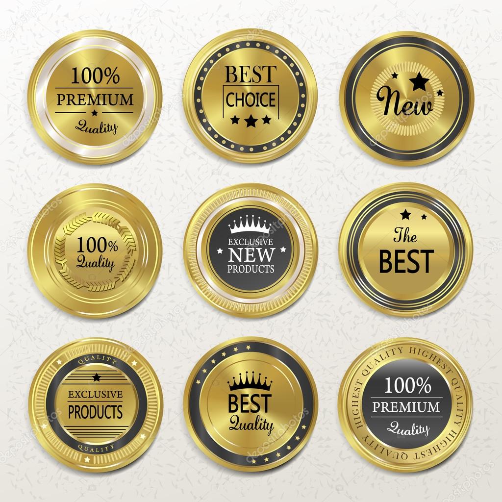 premium quality round gold labels collection 
