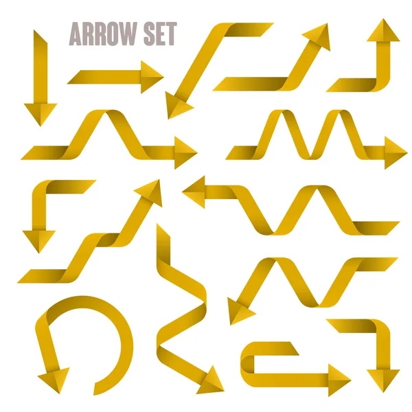 Useful yellow arrows set collection — Stock Vector