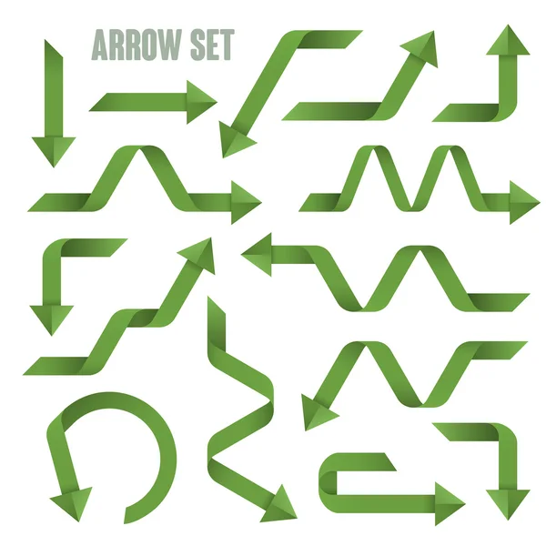 Useful green arrows set collection — Stock Vector