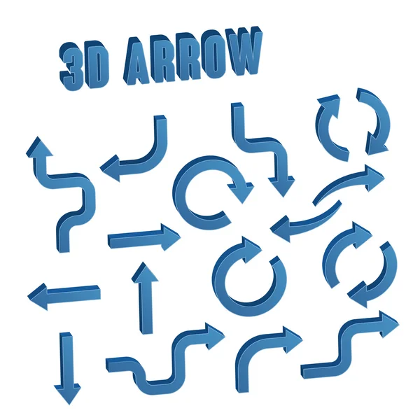 3d blue arrows set collection — Stock Vector