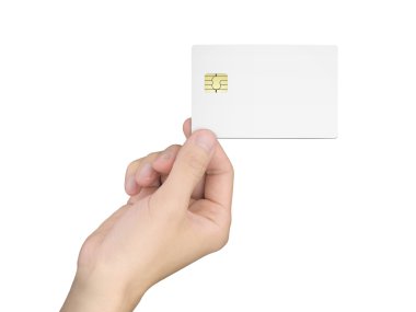 erkek eli boş çipli kart tutan