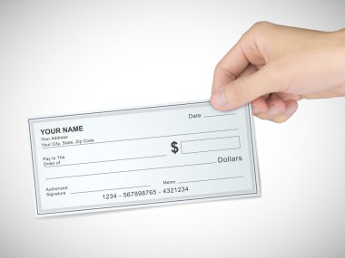 iş kavramı: Çek tutan adamın el 