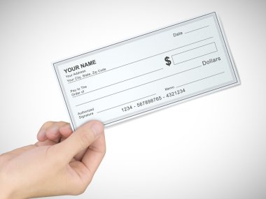 iş kavramı: Çek tutan adamın el 