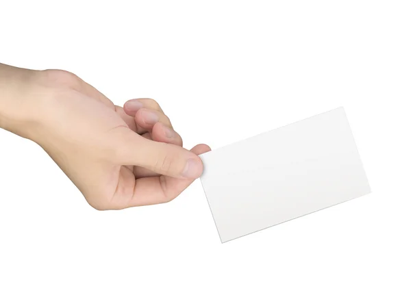 Üzleti koncepció: kezében egy névjegykártya — Stock Fotó