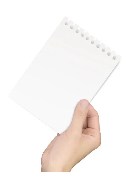Geschäftskonzept: Hand in Hand mit einem Notizbuch — Stockfoto