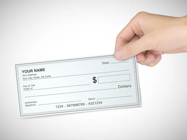 Concepto de negocio: la mano del hombre sosteniendo un cheque —  Fotos de Stock