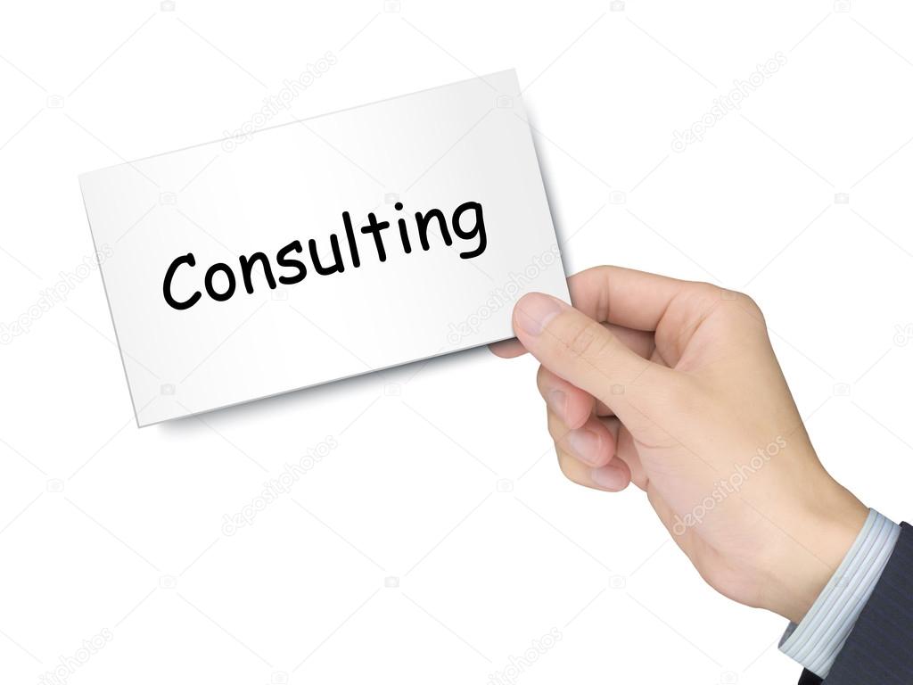 consulting card in hand