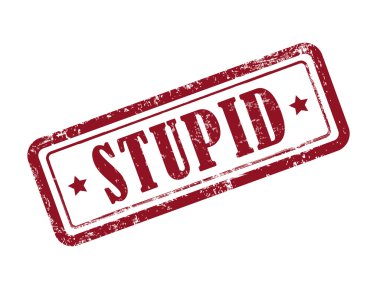 damga aptal beyaz üzerine kırmızı metin