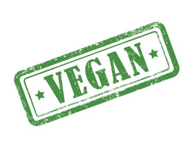 yeşil metin olarak beyaz pul vegan