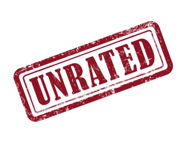 stamp unrated in red text on white clipart
