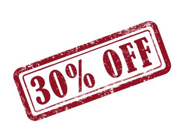 yüzde 30'i kapalı kırmızı metin olarak beyaz pul