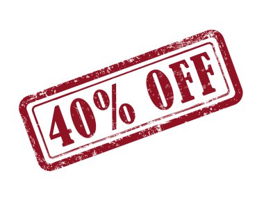 yüzde 40'ını kapalı kırmızı metin olarak beyaz pul