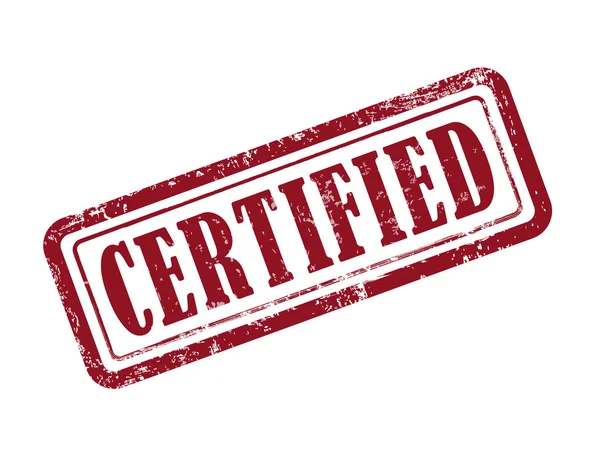 Sello certificado en texto rojo sobre blanco — Archivo Imágenes Vectoriales