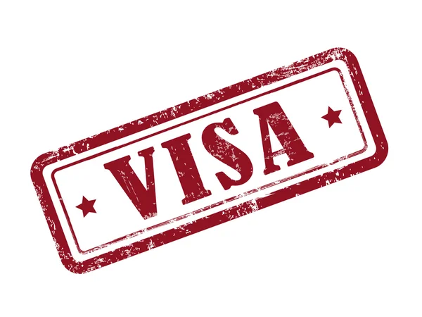 Visa de sello en texto rojo sobre blanco — Vector de stock