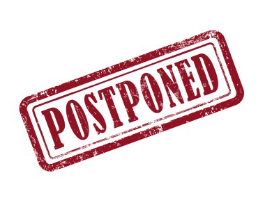 stamp postponed in red clipart
