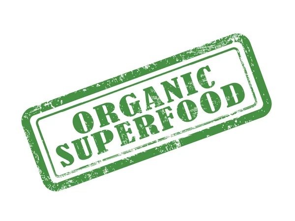 De organische superfood stempel in het groen — Stockvector