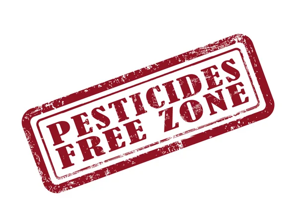 Stamp pesticides free zone in red — Stock Vector