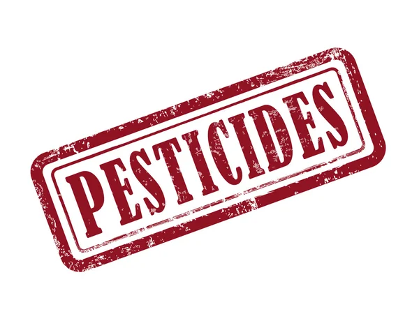 Stamp pesticides in red — Stock Vector