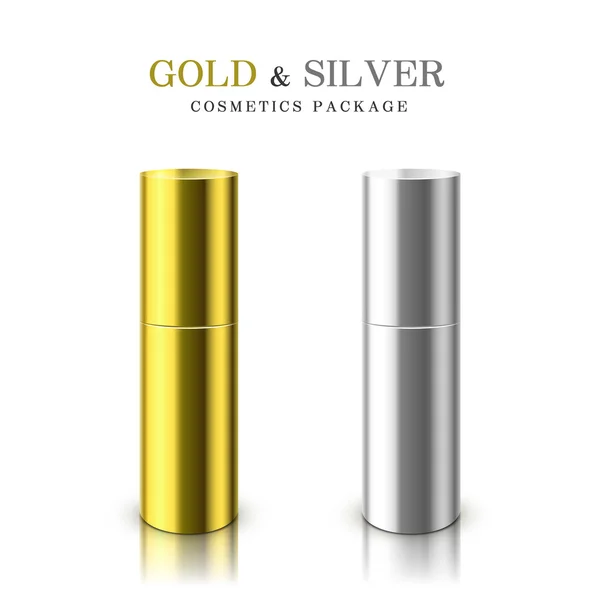 Pacchetto cosmetico dorato e argento — Vettoriale Stock