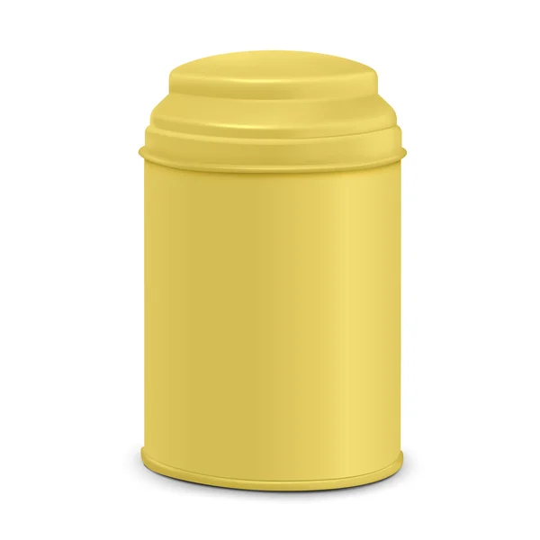 Embalagem de lata redonda amarela — Vetor de Stock