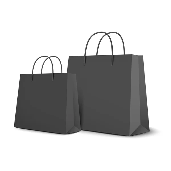 Negro bolsas de compras conjunto — Vector de stock