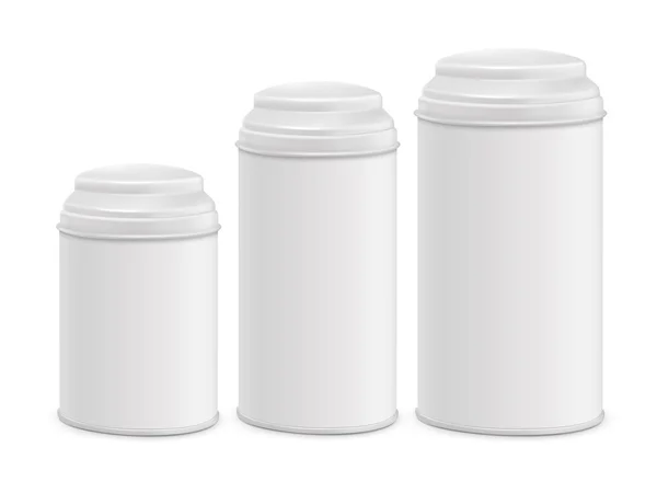 Conjunto de embalagem de lata redonda branca — Vetor de Stock