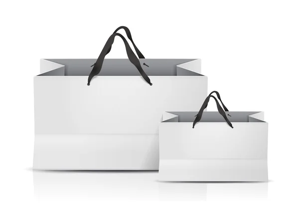 Bolsas de compras blancas conjunto — Vector de stock