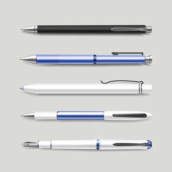Χαριτωμένη μπλε στυλό σετ — Διανυσματικό Αρχείο