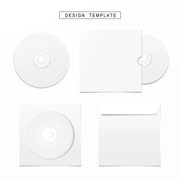 Disco compacto blanco en blanco con juego de cubierta — Vector de stock