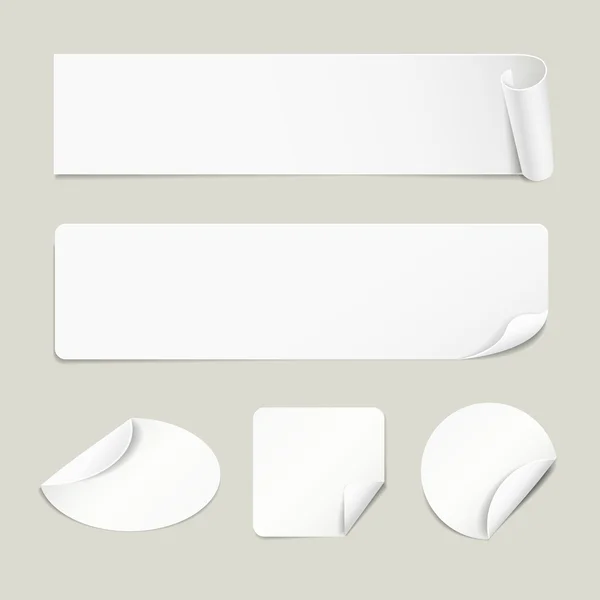 Conjunto de pegatinas blancas de papel — Vector de stock