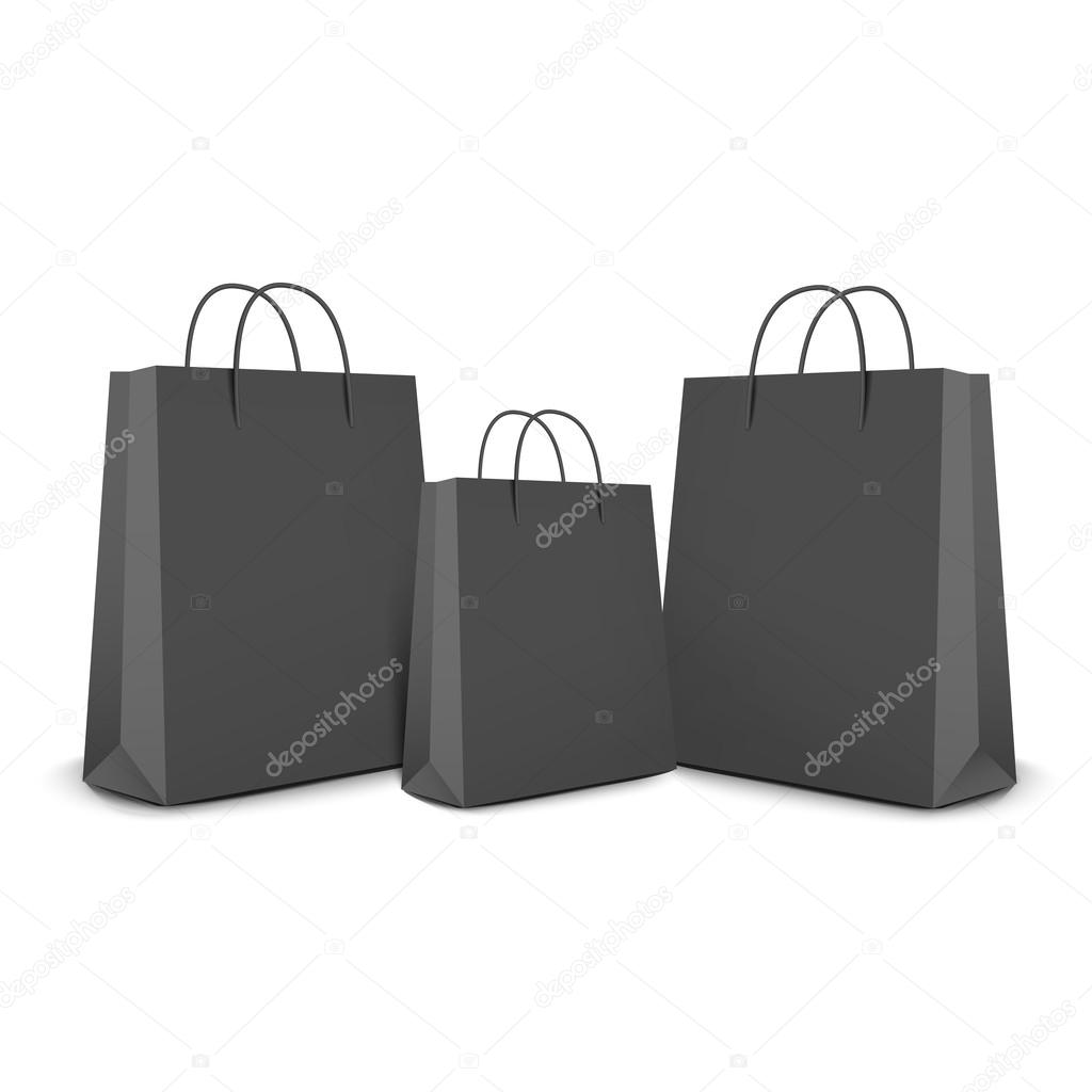 black shopping bags set