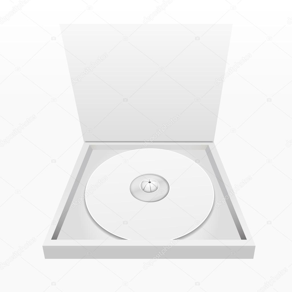 blank white compact disk with box