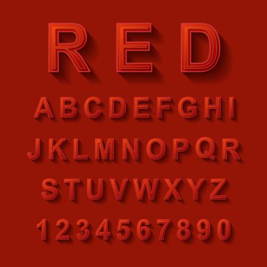 kırmızı yazı tipi tasarım kümesi