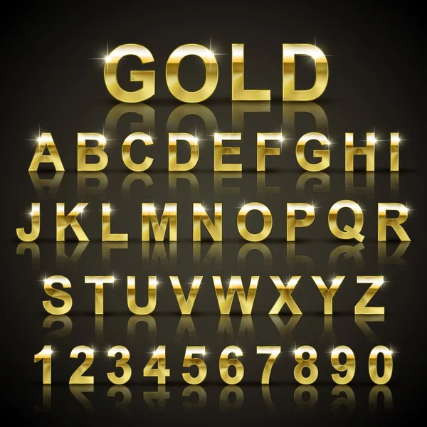 Lucido set di design del carattere dorato — Vettoriale Stock