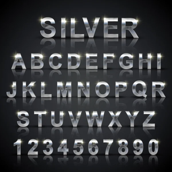 Glossy silver font design set — Stock Vector