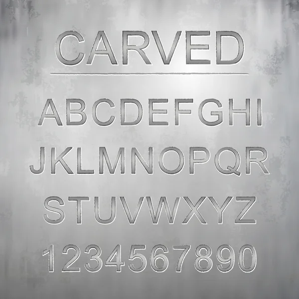 Metallic carved font design set — Stock Vector