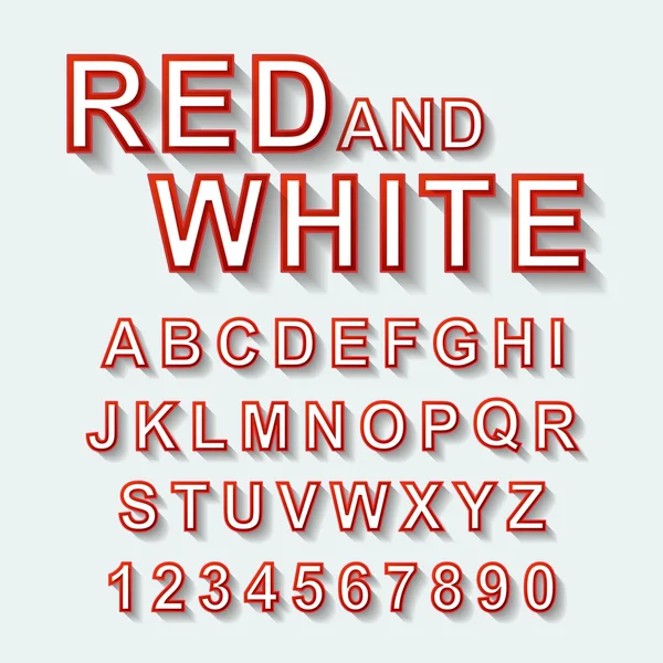 Set desain font merah dan putih - Stok Vektor