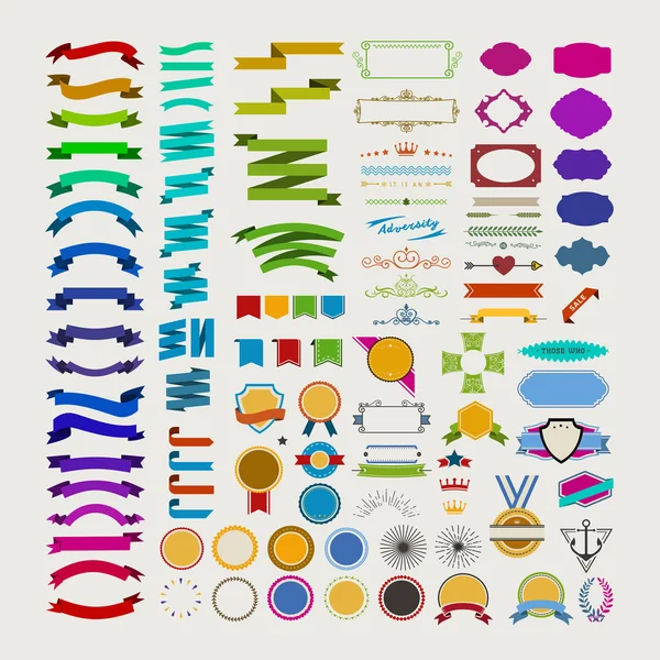 Collection de rubans et étiquettes colorés — Image vectorielle
