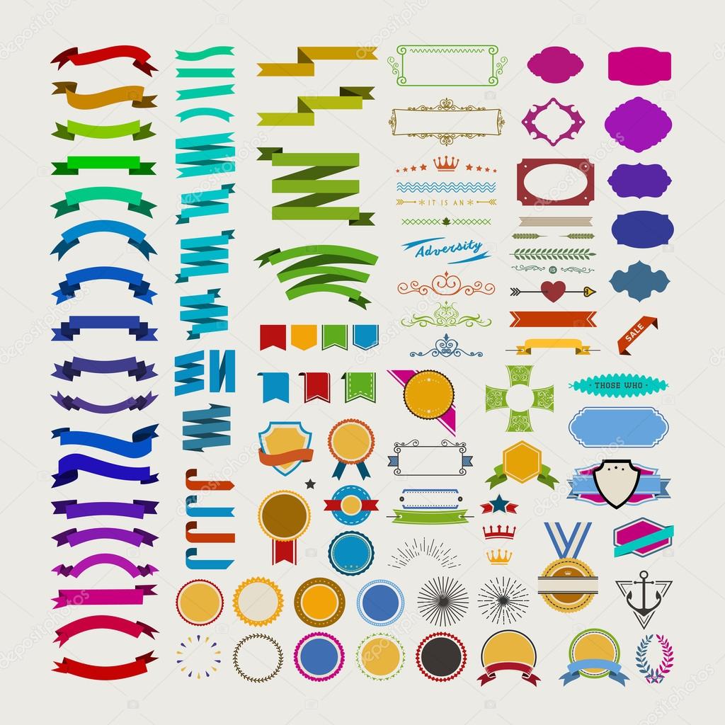 colorful ribbons and labels collection