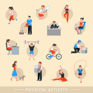 fiziksel aktivite Icons set