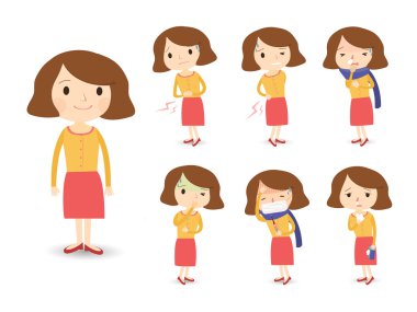 karikatür tarzı çeşitli hastalık belirtileri 