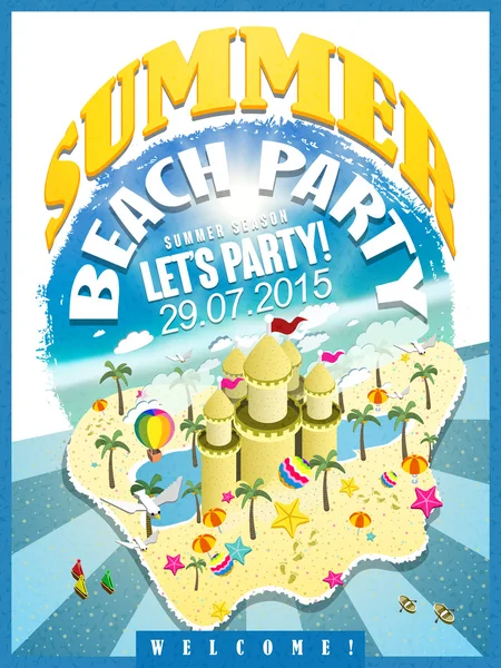 Temporada de verano playa partido cartel — Vector de stock