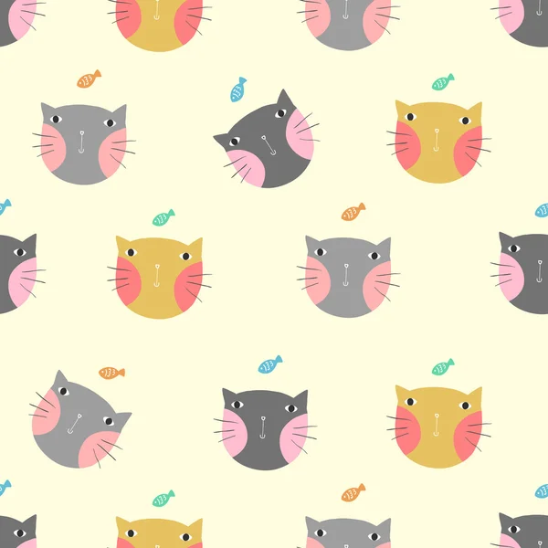 手描き猫シームレスな背景 — ストックベクタ