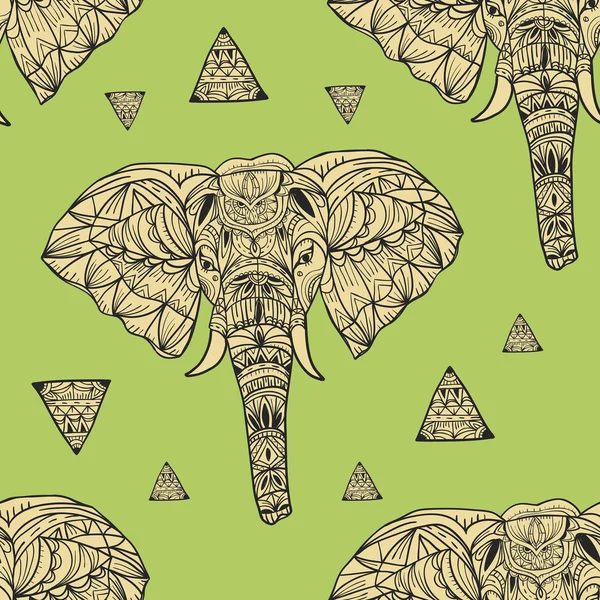 Delicado estilo geométrico elefante sin costura de fondo — Archivo Imágenes Vectoriales