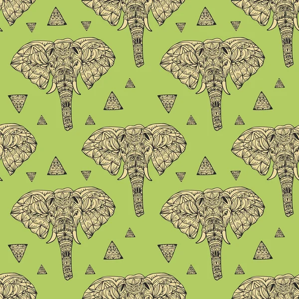 繊細な幾何学的なスタイルの象のシームレス背景 — ストックベクタ