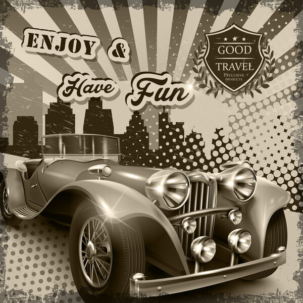 attractive retro car poster