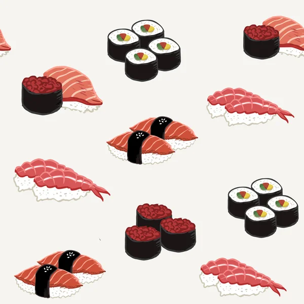 Colección de sushi atractivo conjunto de fondo sin costuras — Vector de stock