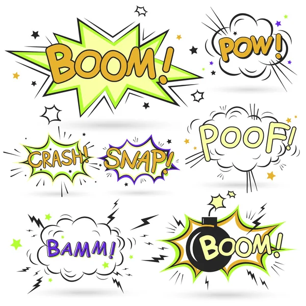 Collection of multicolored comic sound effects — Stock Vector