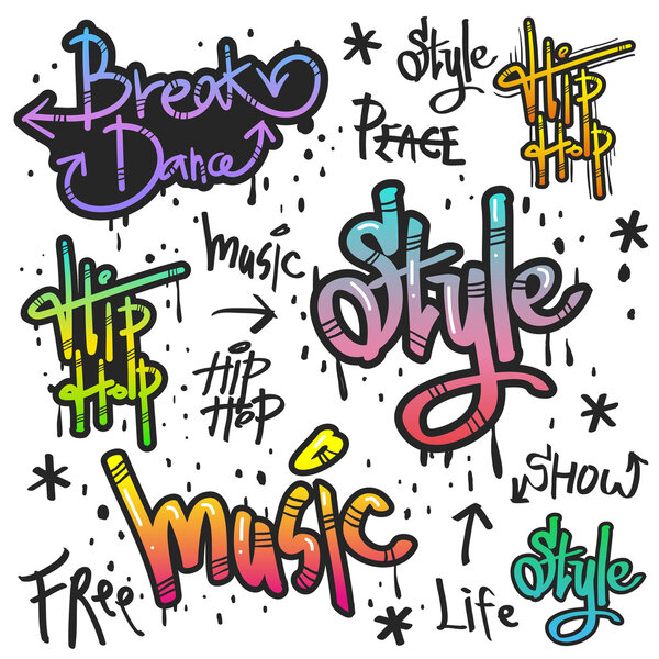 декоративное уличное граффити в различных цветах
